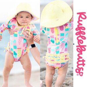 Ruffle Butts | "Ice Cream Social" Long Sleeve Ruffle Swimsuit | Size 3-6 Months